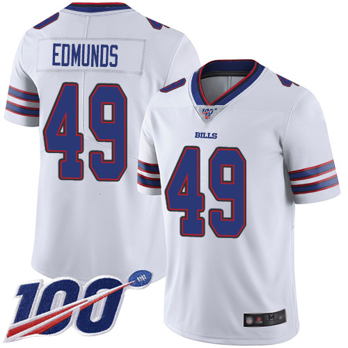 Men Buffalo Bills #49 Tremaine Edmunds White Vapor Untouchable Limited Player 100th Season NFL Jersey->buffalo bills->NFL Jersey